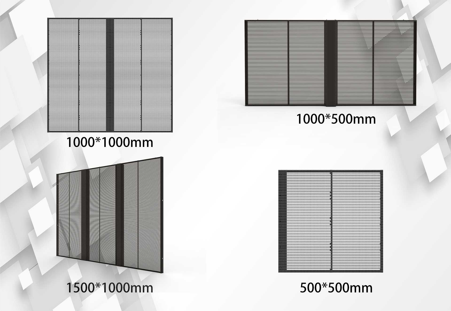 transparent led display cabinet size