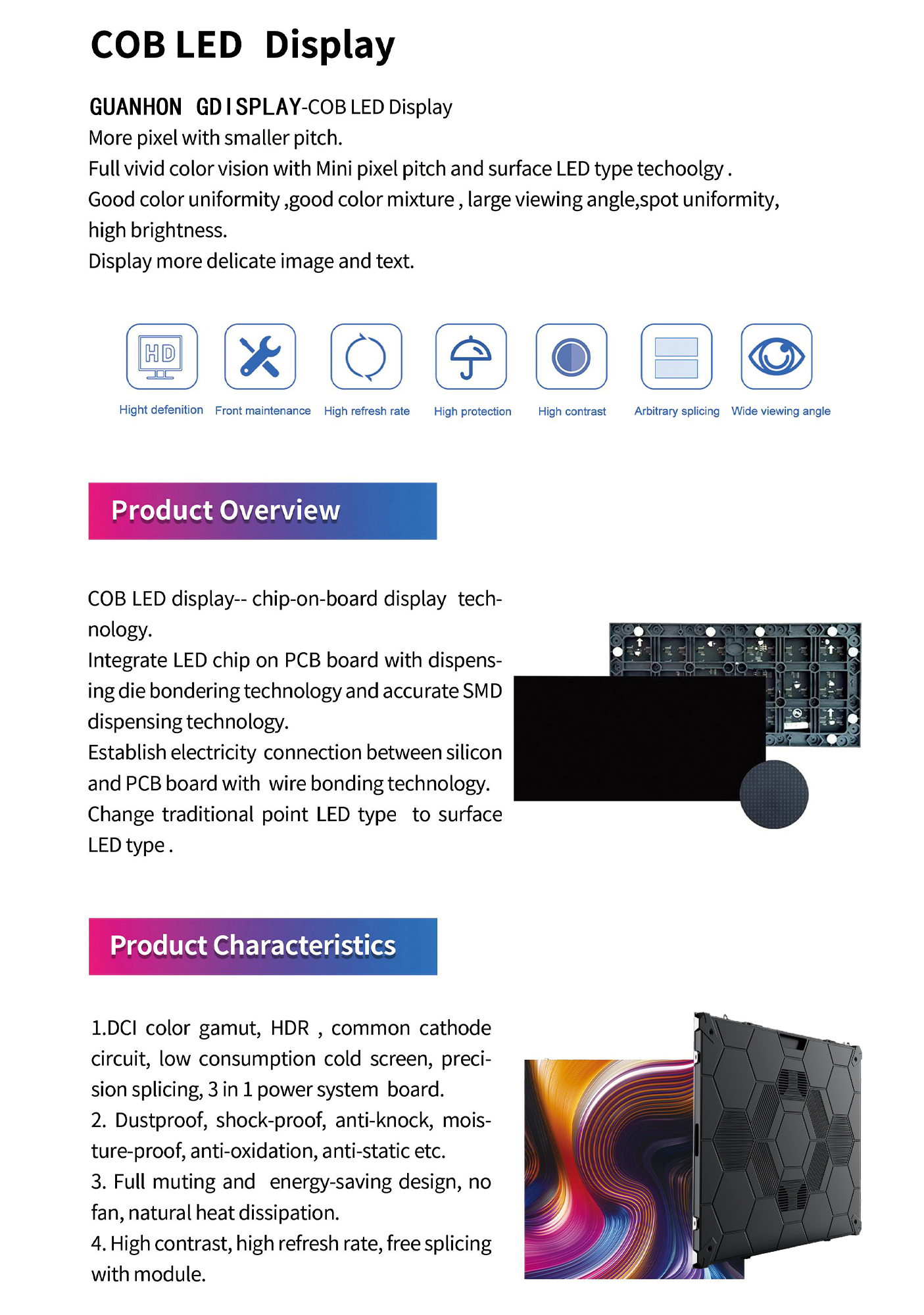 cob led display screen 