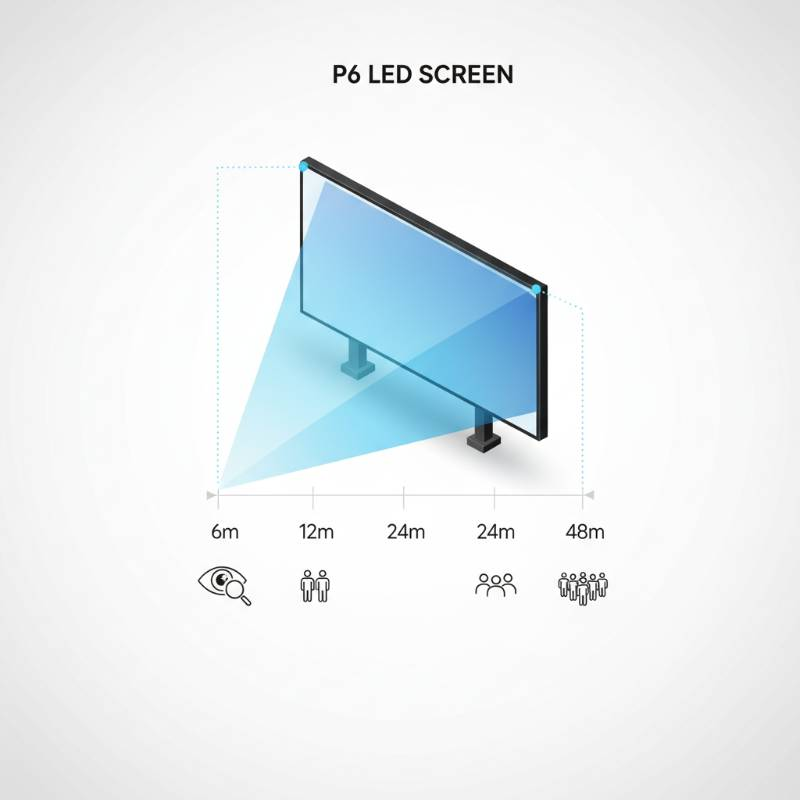 Diagram showing viewing distance for P6 LED screen