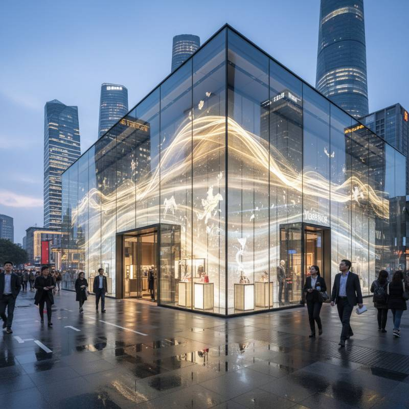 Luxury Retail Storefront with Transparent LED Luxury Retail Storefront with Transparent LED