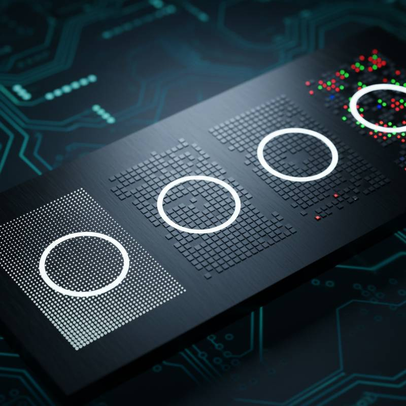 Close up of different LED pixel pitches from fine to coarse Close up of different LED pixel pitches from fine to coarse