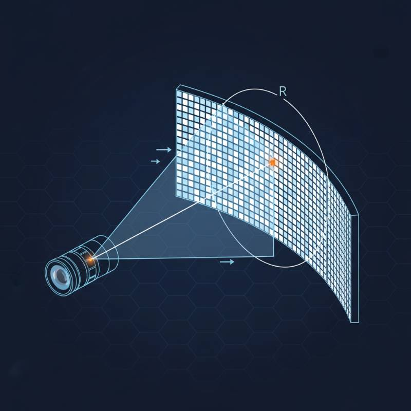 Technical diagram of camera frustum and LED wall radius Technical diagram of camera frustum and LED wall radius