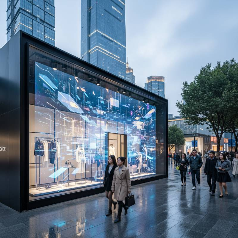 Transparent LED screen retail window display Transparent LED screen retail window display