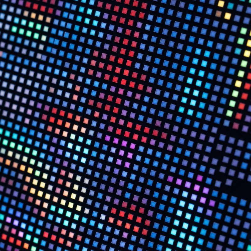 Close up of high pixel density LED lamp beads showing vibrant colors